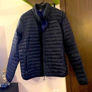 Eddie Bauer Microlight Down Jacket women’s size XL, black, blue lining